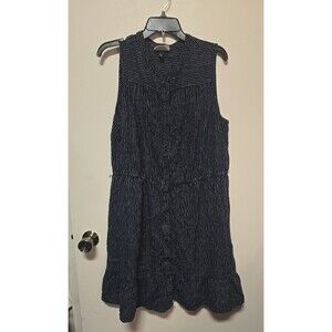 Women's SLEEVELESS Button-Front Mini Dress Universal Thread Navy Blue STIPED XXL